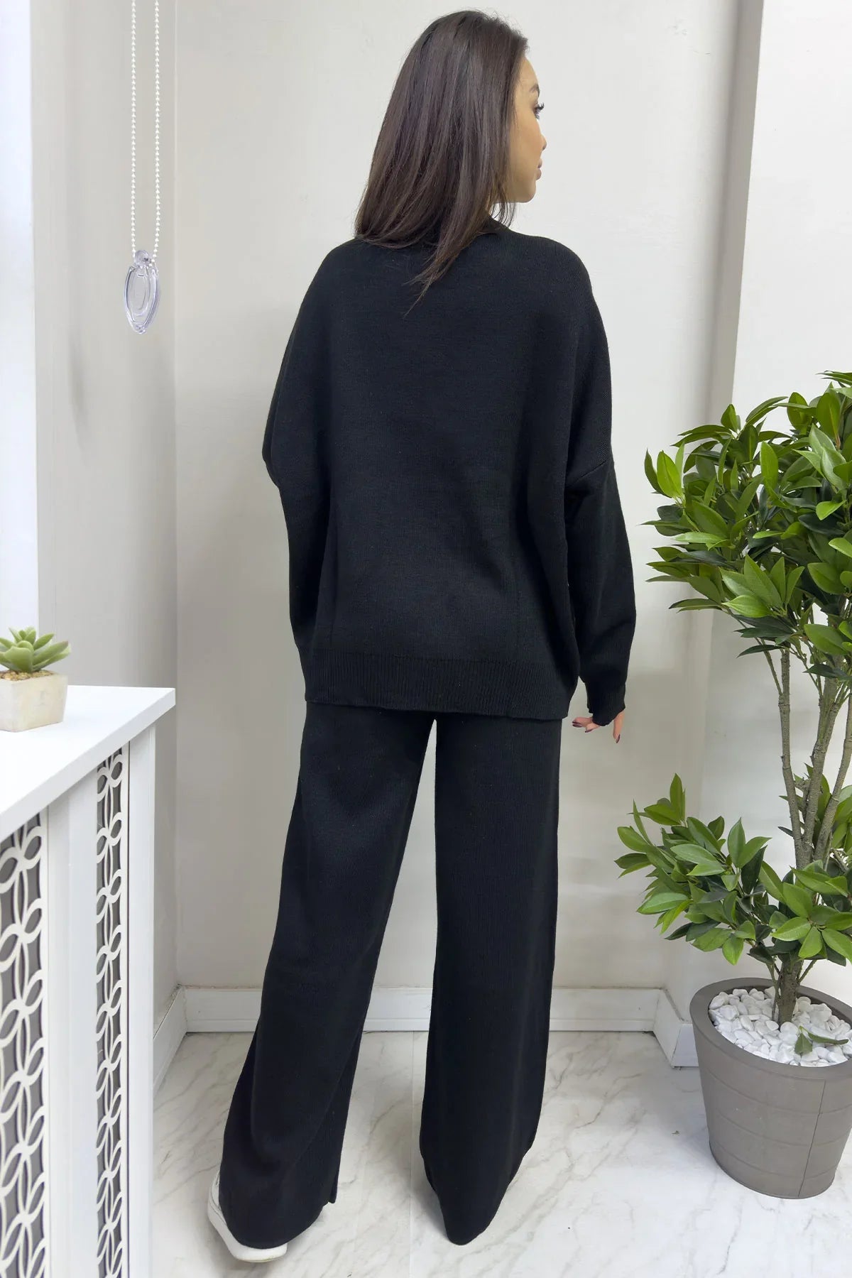 Kadın Siyah Beyaz Triko İkili takım