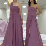 Gül Kurusu Tek Omuz Piliseli Kloş Abiye Elbise