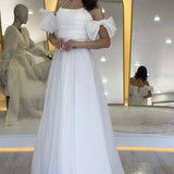 Kadın Beyaz Drapeli Boyundan Bağlamalı Fiyonk Kol Detay Organze Abiye Elbise