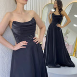 Siyah Straplez Korse Detaylı Boncuklu Sırt Dekolteli Abiye Elbise