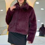 Kısa Mürdüm Suni Kürk Ceket