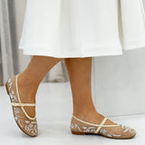 Kadın Bej İnci Detaylı Transparan Babet