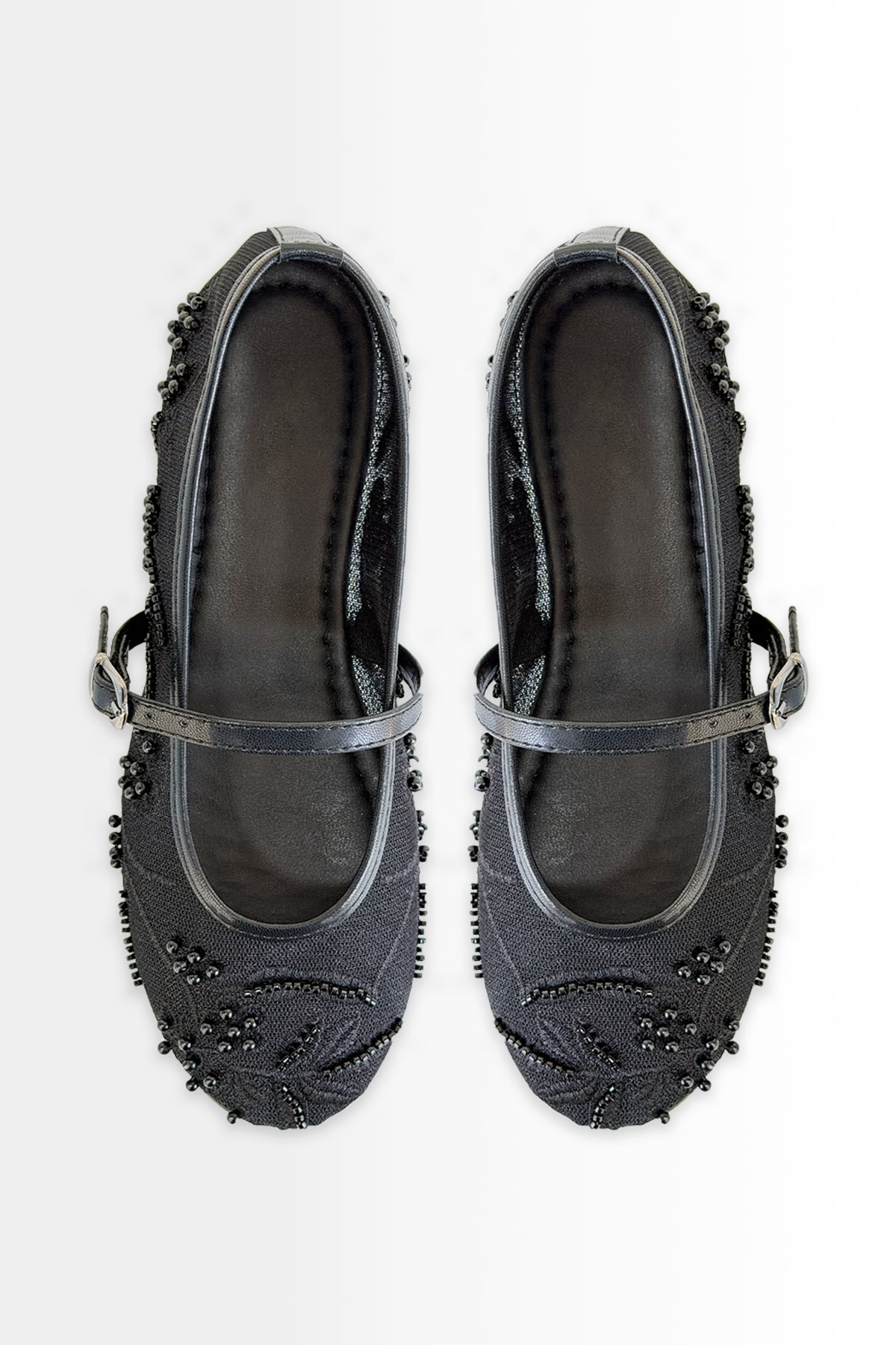 Kadın Siyah İnci Detaylı Transparan Babet