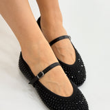 Kadın Siyah Taş Detaylı Tokalı Babet