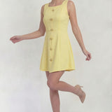 Kadın Sarı Düğme Detaylı Mini Elbise