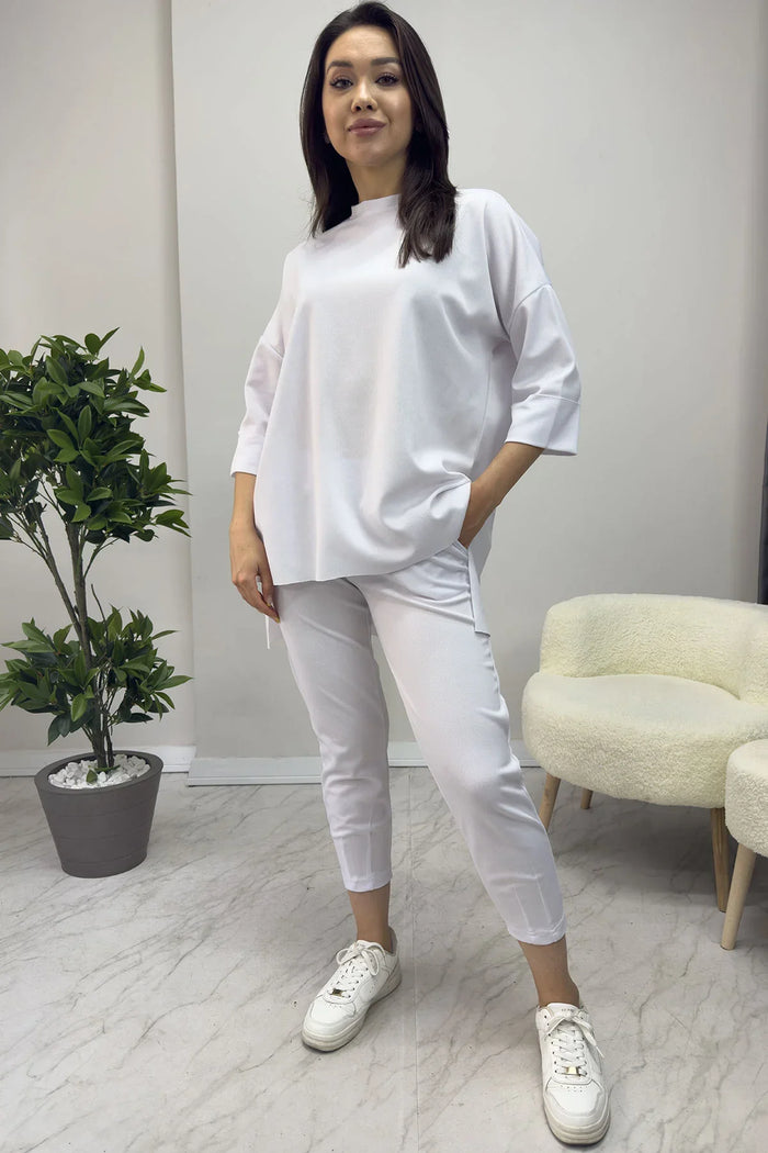 Beyaz Uzun Kol İkili Takım