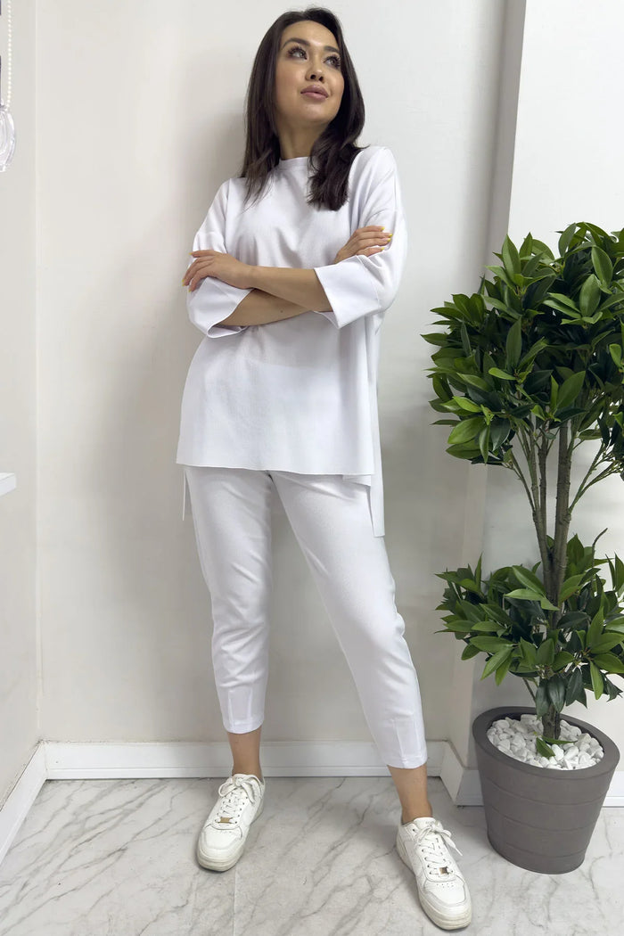 Beyaz Uzun Kol İkili Takım