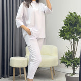 Beyaz Uzun Kol İkili Takım