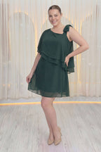 Şifon büyük beden asimetrik omuz bağlama detaylı elbise büyük beden davet