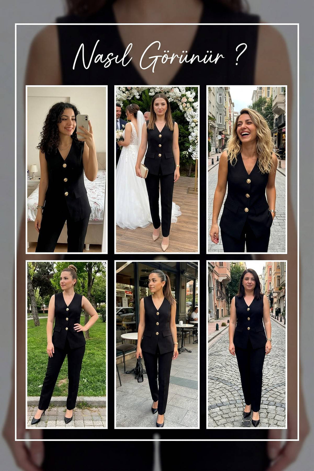 Büyük beden siyah yelek pantolon takım denemeleri 