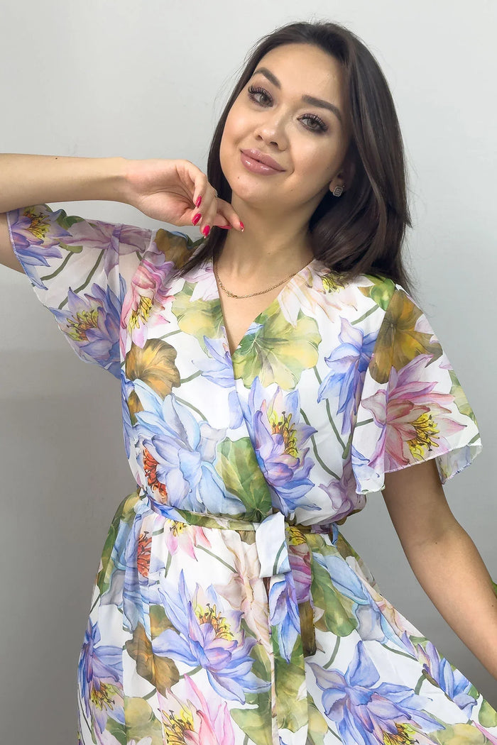 Kadın Çiçek Desen Şifon Elbise
