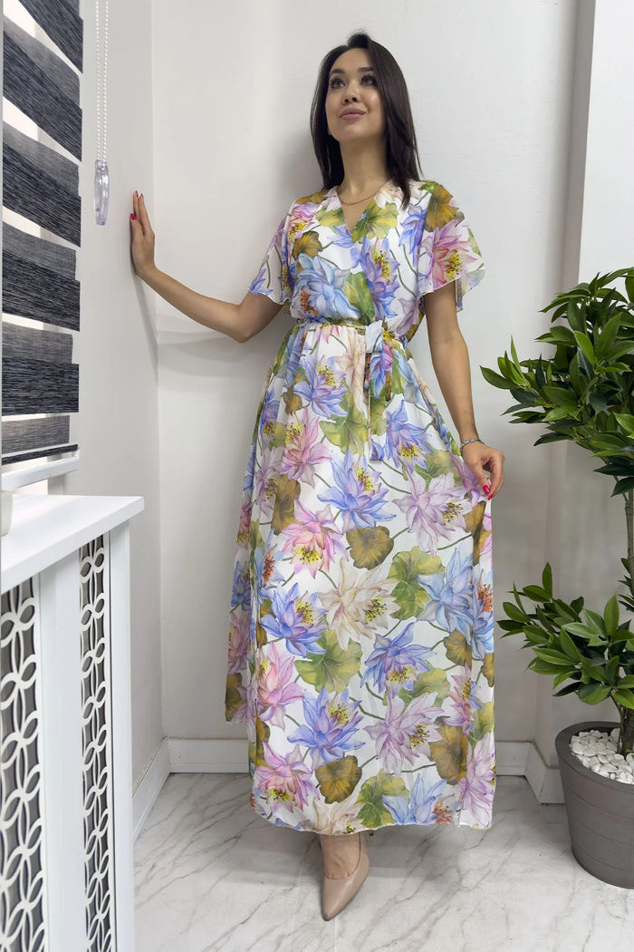 Kadın Çiçek Desen Şifon Elbise