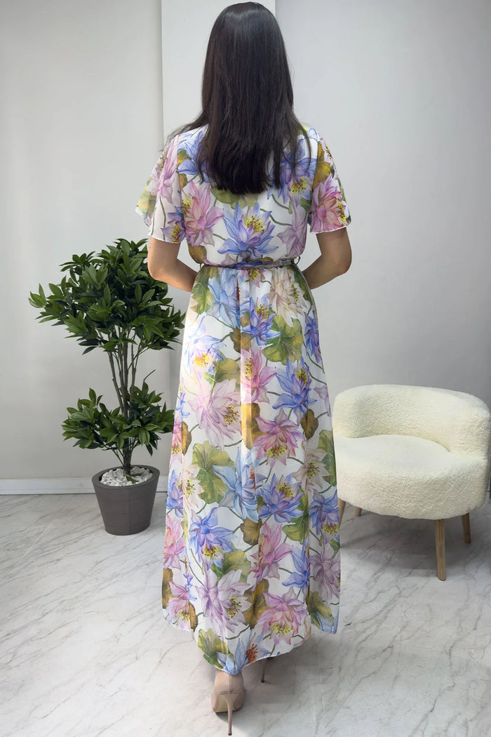 Kadın Çiçek Desen Şifon Elbise