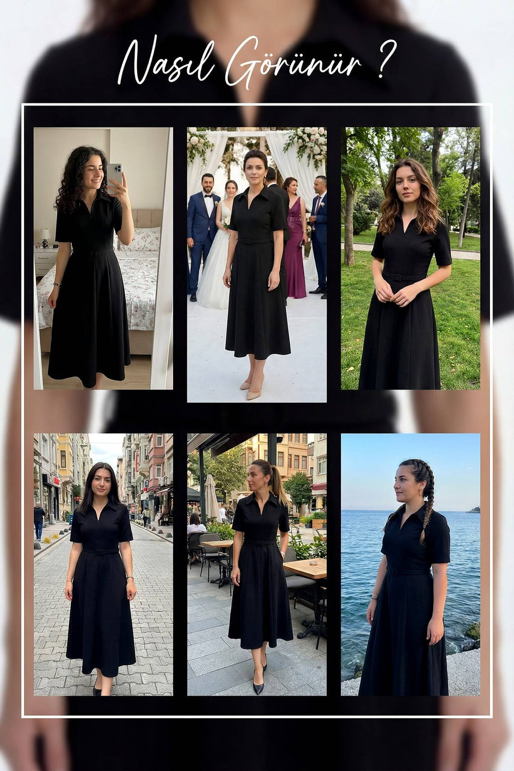 Kahverengi Fermuarlı Gömlek Yaka Midi Elbise  Kemerli Cepli denemeleri 