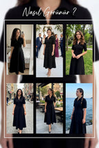 Kahverengi Fermuarlı Gömlek Yaka Midi Elbise  Kemerli Cepli denemeleri 