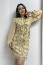 Gold Kadın Büyük Beden Şifon Pulpayet Abiye Elbise

