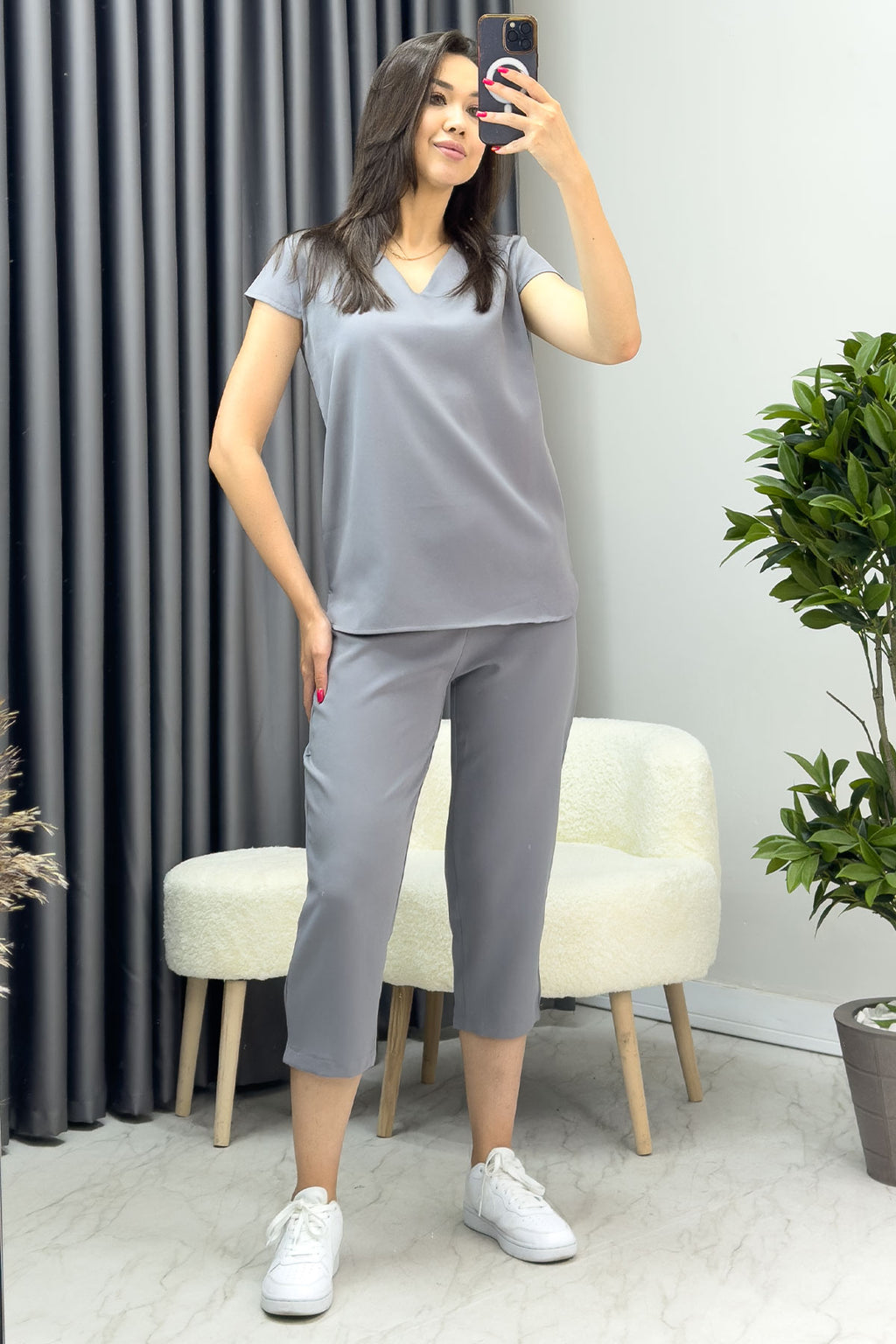 Gri Kısa Kol İkili Takım