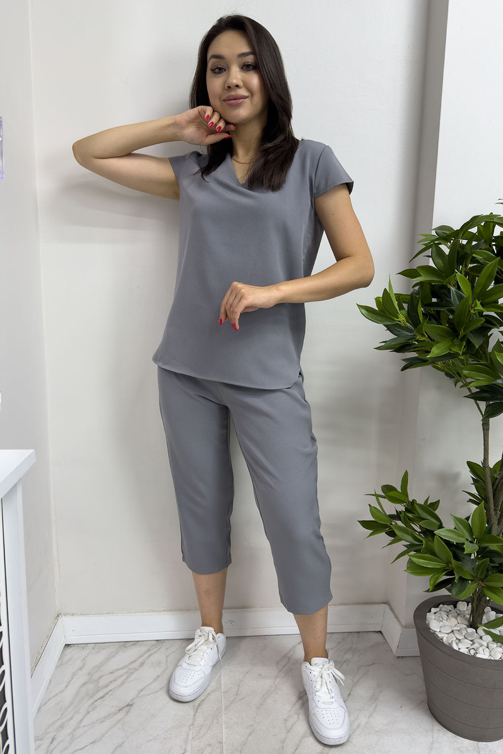 Gri Kısa Kol İkili Takım