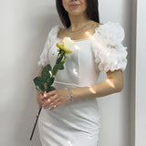 Beyaz İnci detay Kalem  Prenses Kol Tasarım Elbise