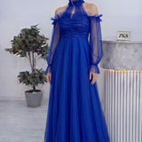 Saks Tül Drapeli Kloş Abiye