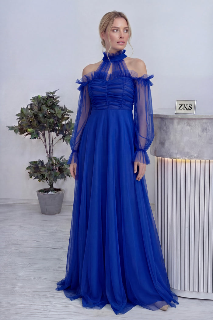 Saks Tül Drapeli Kloş Abiye