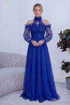 Saks Tül Drapeli Kloş Abiye