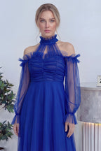 Saks Tül Drapeli Kloş Abiye