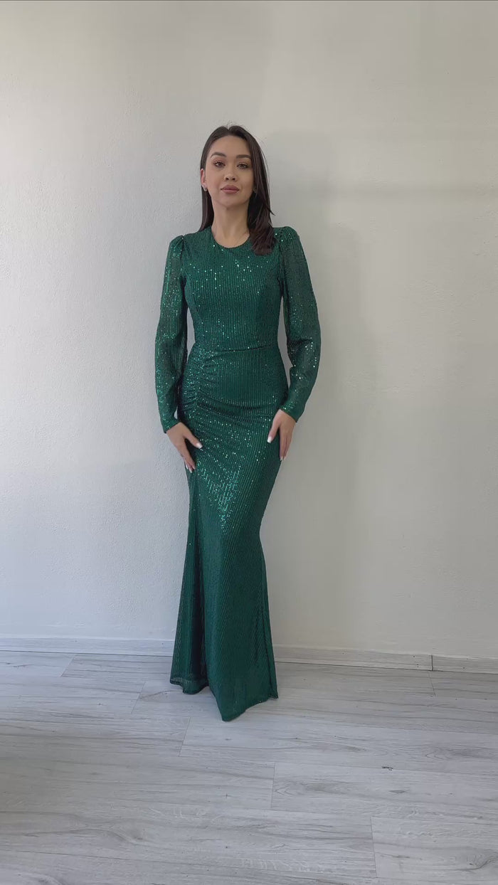  Uzun Kol Bisiklet Yaka Pul Payet 