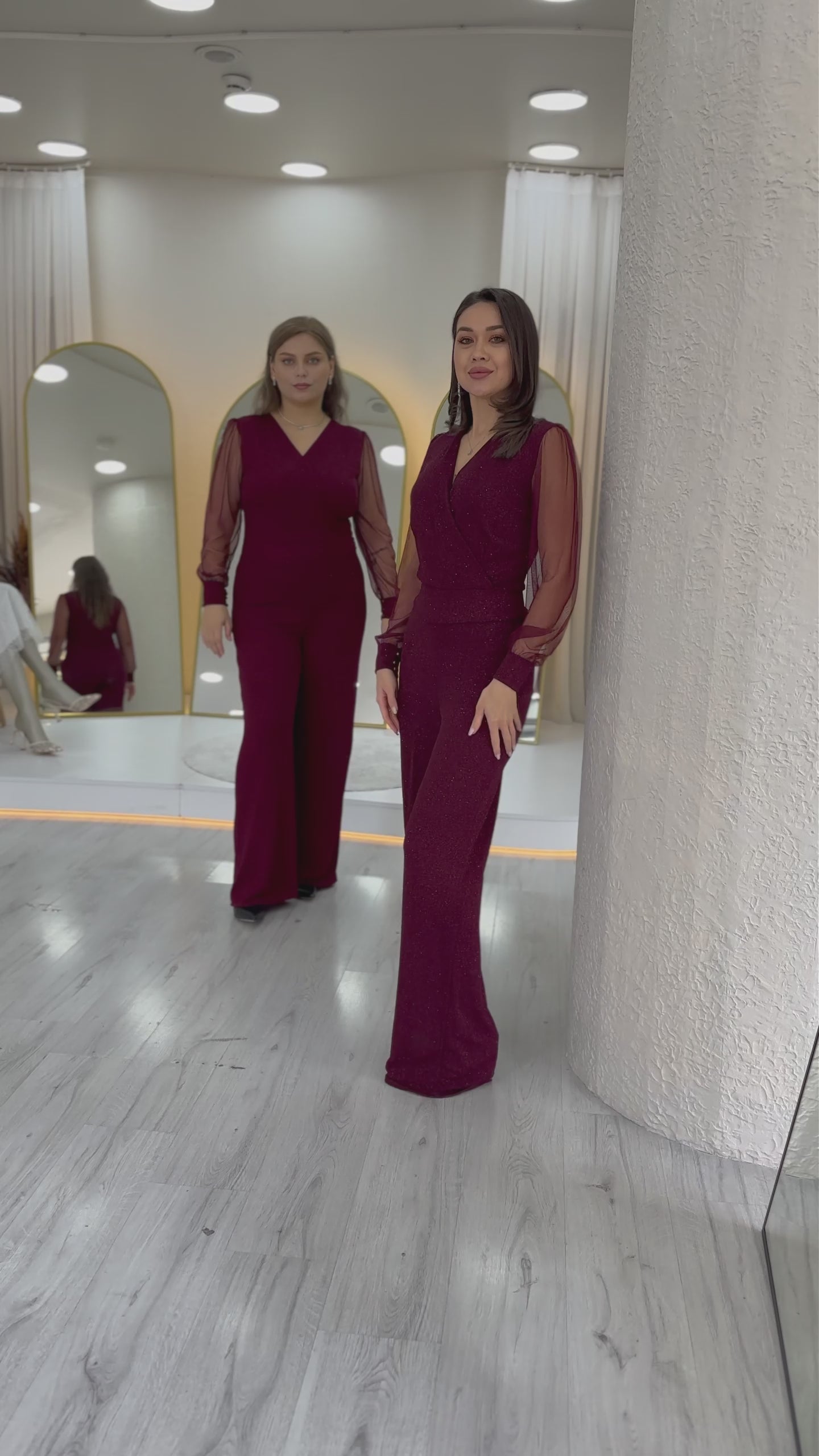 Simli Kruvaze Yaka Tül Kol Abiye