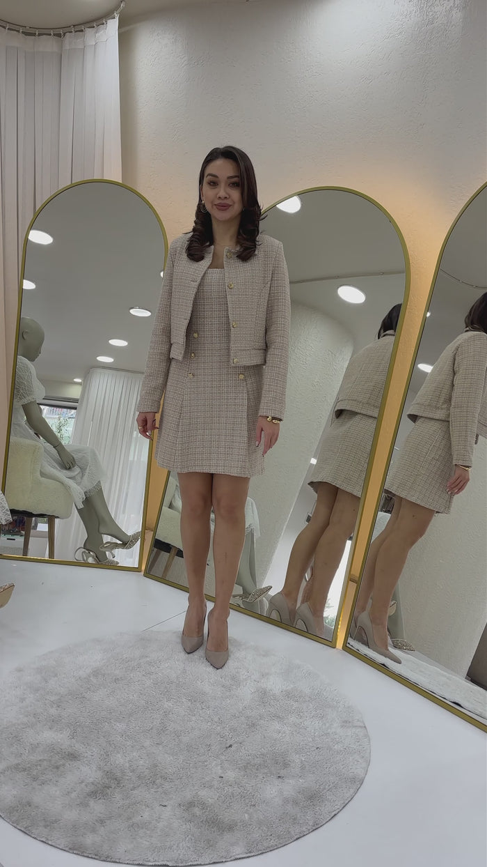 Düğme Detaylı Ceket Elbise Tüvit