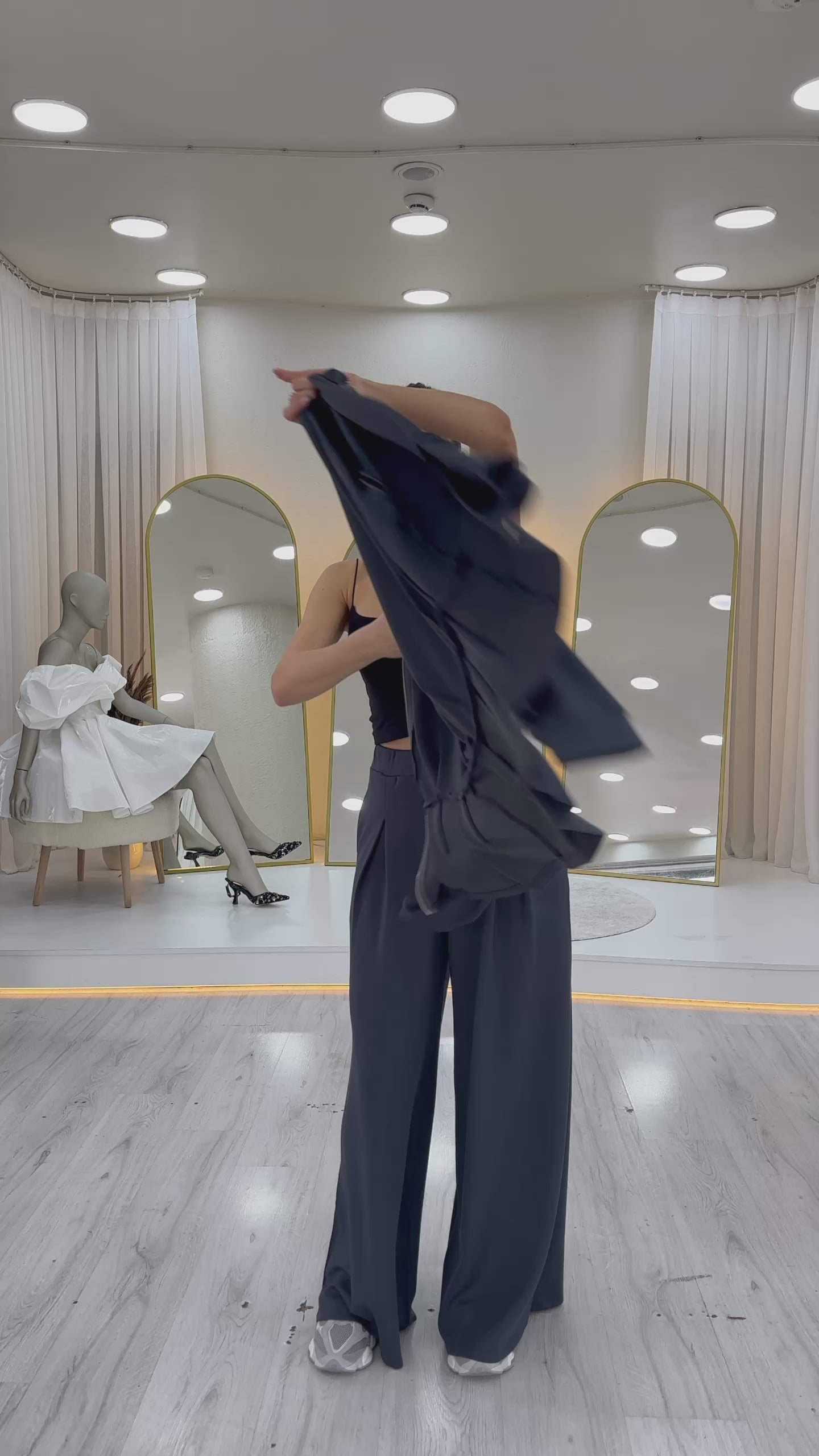 Fermuarlı Kemer Detay Geniş Paça Modal İkili Takım