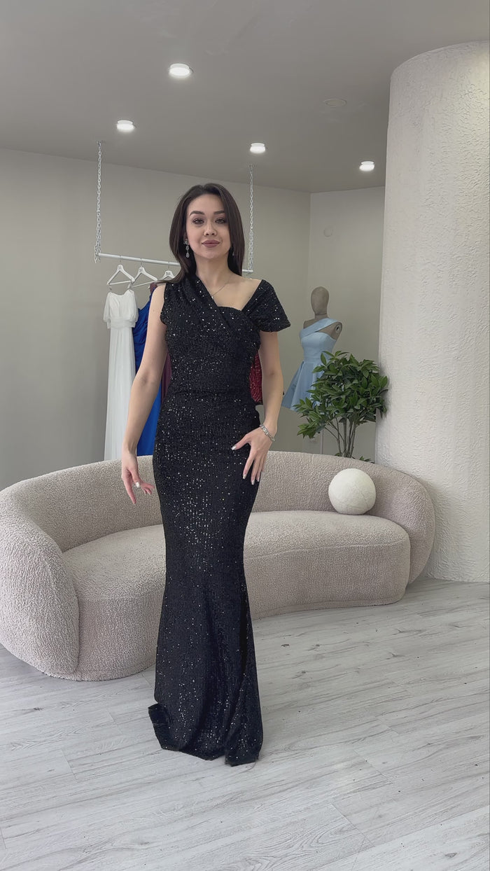  Asimetrik Yaka Pul Payet 