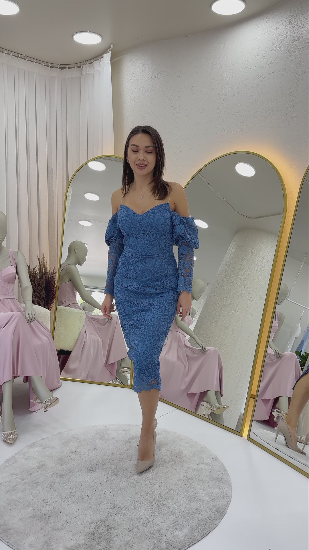  Düşük Omuz Balon Kol Dantel 