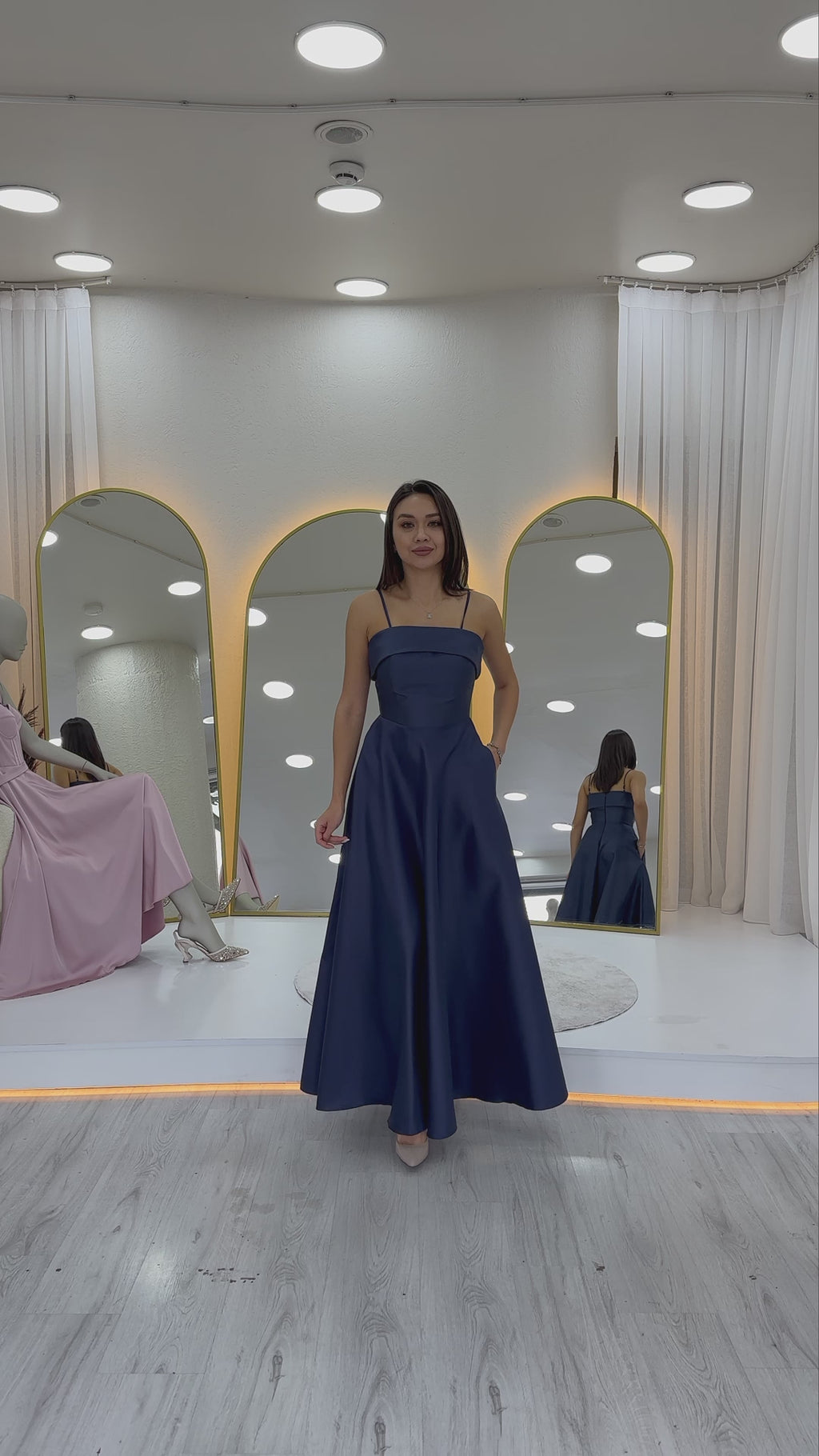 İnce Askılı Cep Detaylı Abiye 