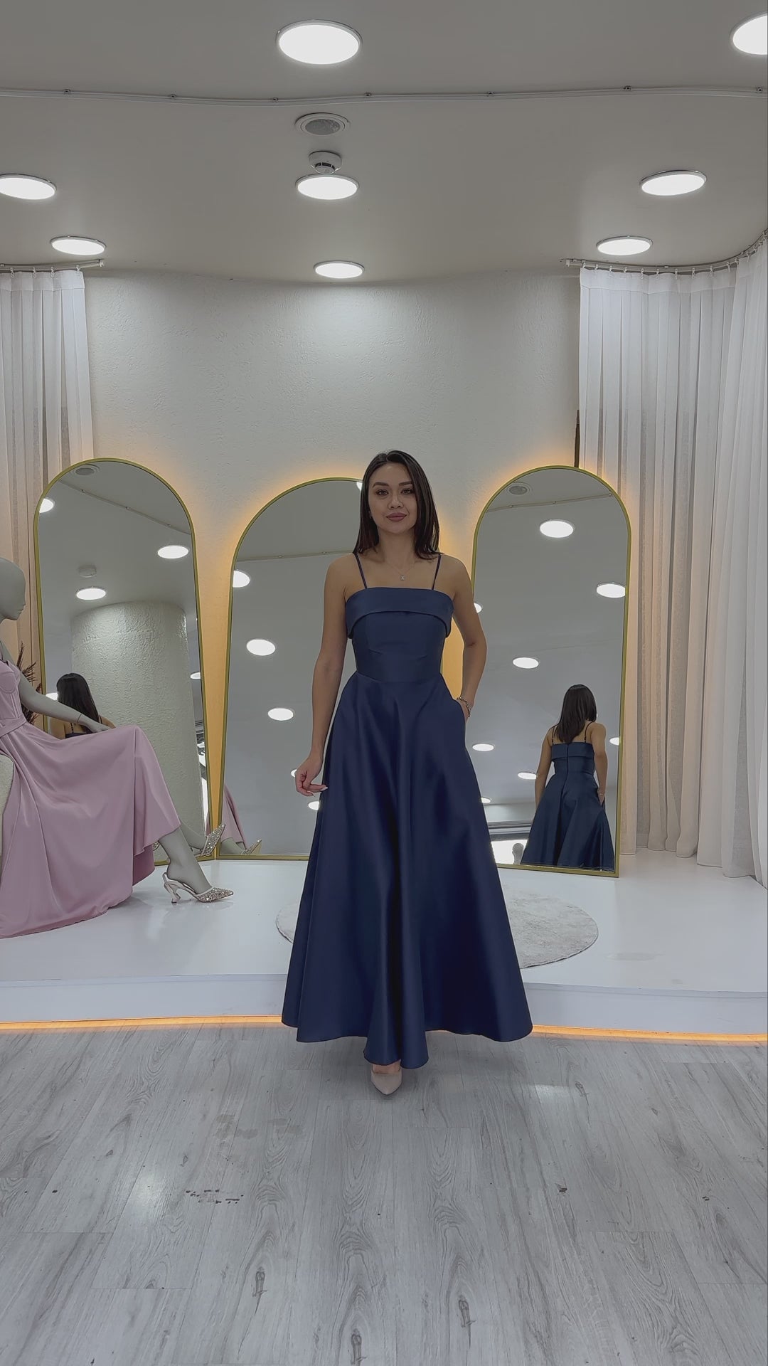 İnce Askılı Cep Detaylı Abiye 