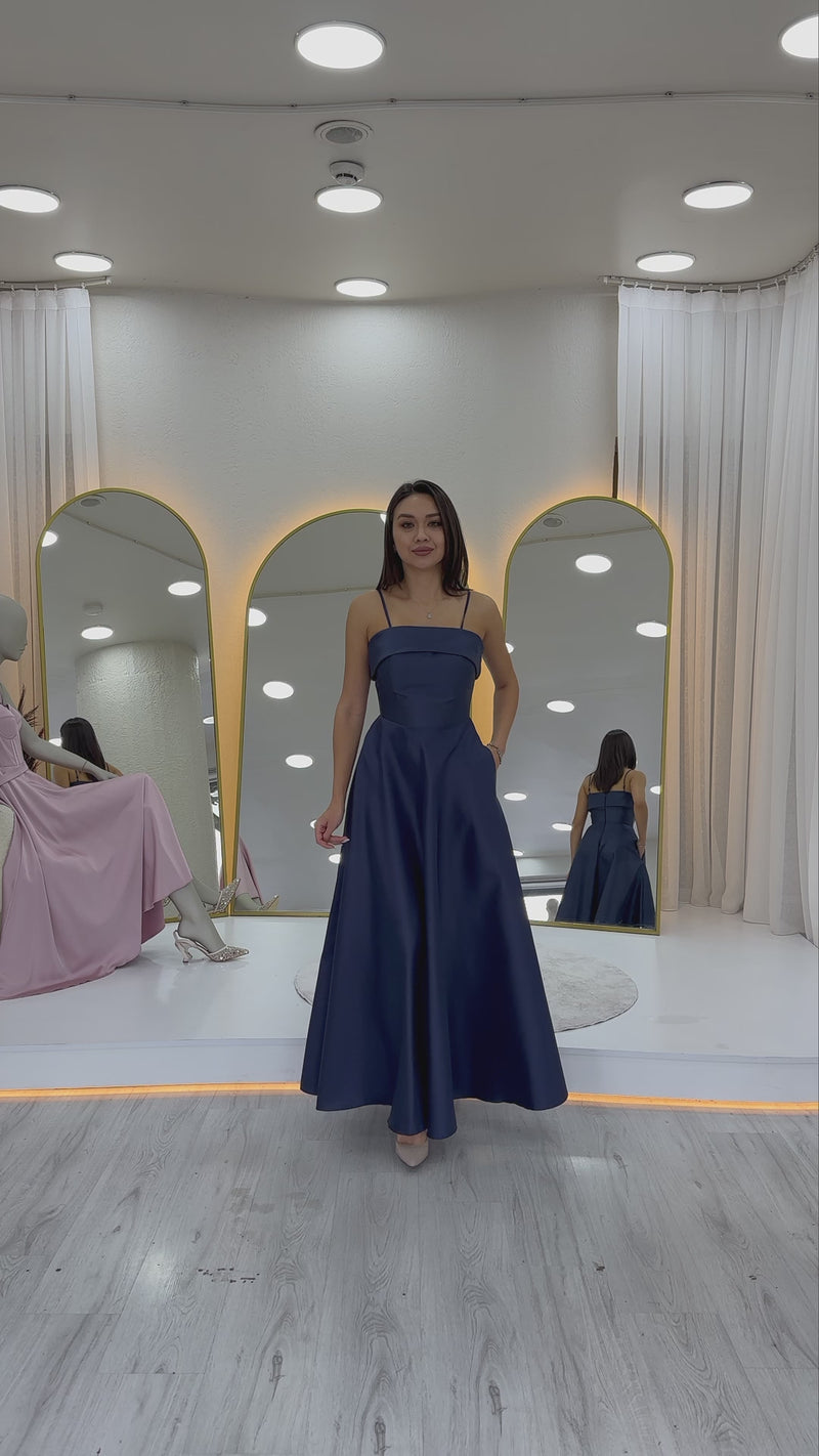 İnce Askılı Cep Detaylı Abiye 