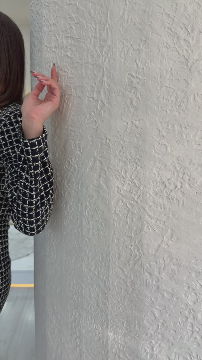 Kare Yaka Uzun Kol Tüvit Elbise