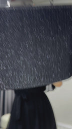 Siyah Madonna Carmen Fırfır Yaka Büyük Beden Şifon Elbise

