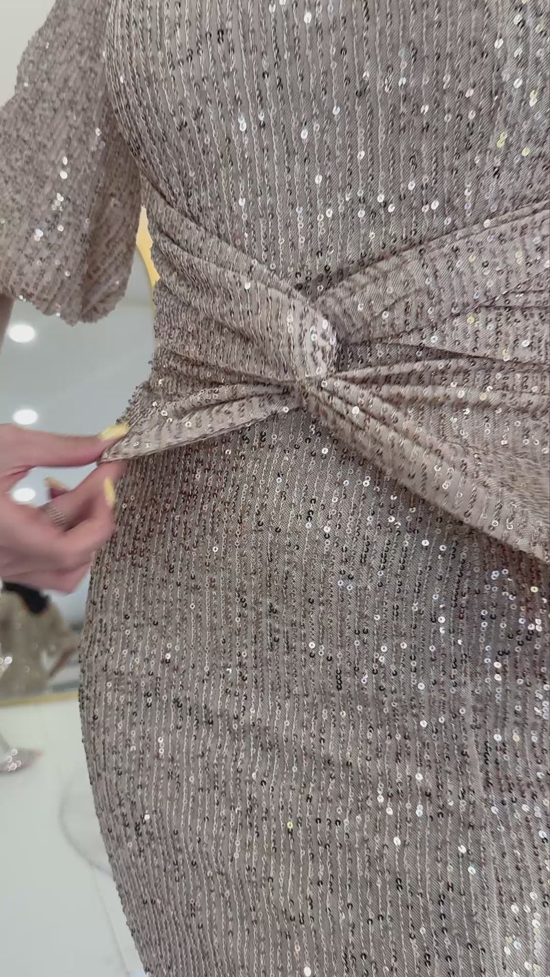 Pul Payet Ön Büzgülü Balon Kol