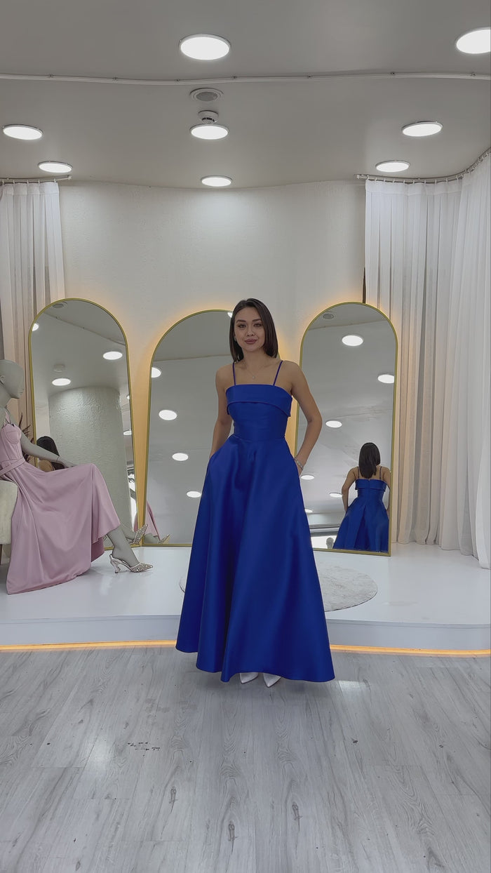 İnce Askılı Cep Detaylı Abiye 