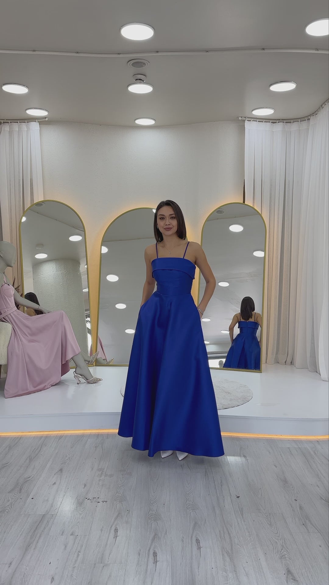 İnce Askılı Cep Detaylı Abiye 