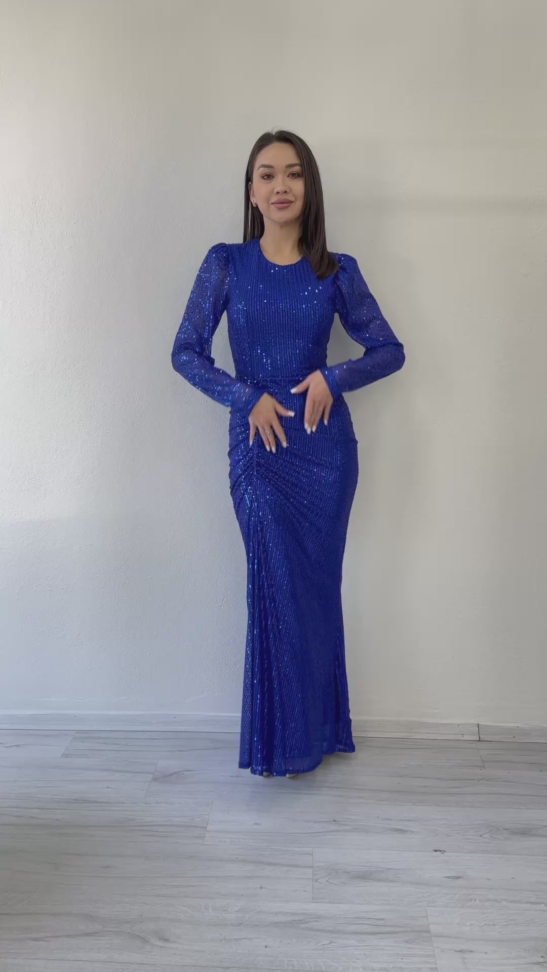  Uzun Kol Bisiklet Yaka Pul Payet 