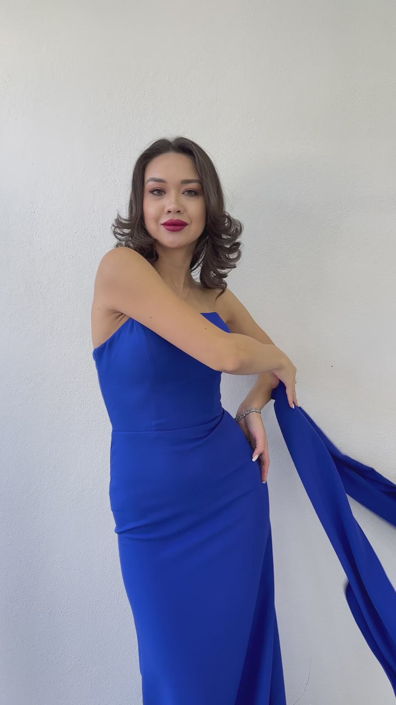 Şal Yaka Detay Straplez Balık Nikah Abiye Elbise