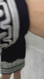 Siyah Uzun Kollu Nakış İşlemeli Elbise