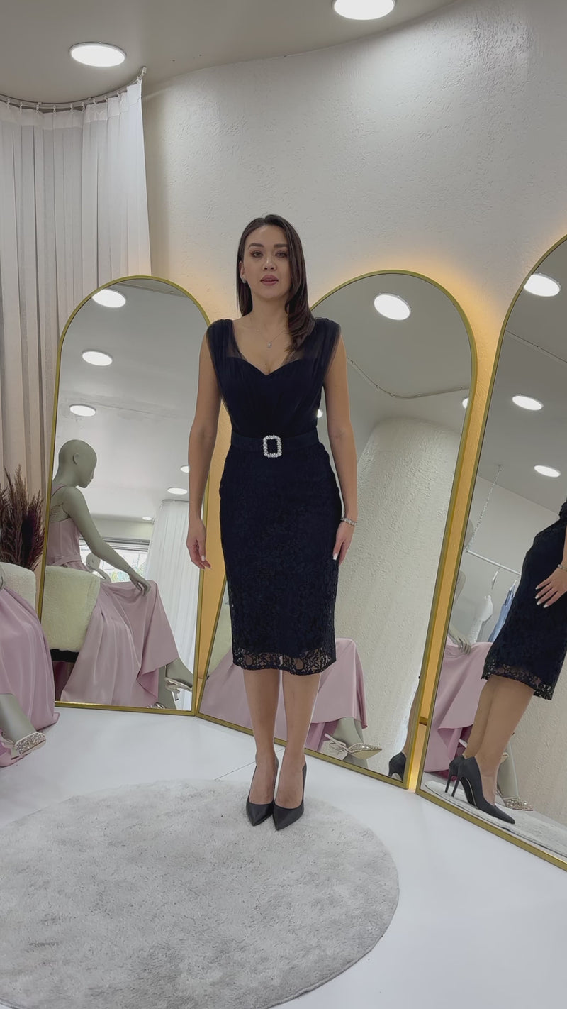 Dantel Kumaş Tül Detaylı Kemer