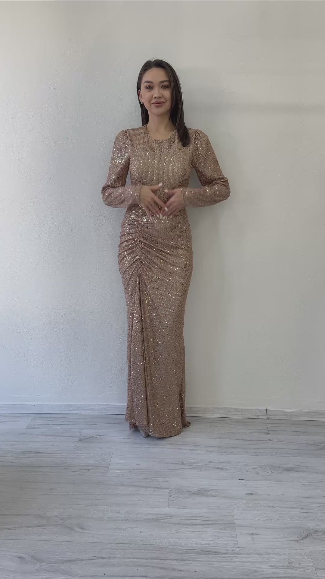  Uzun Kol Bisiklet Yaka Pul Payet 