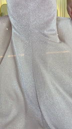 Pudra Halter Yaka Simli Drapeli Yırtmaçlı Abiye Elbise