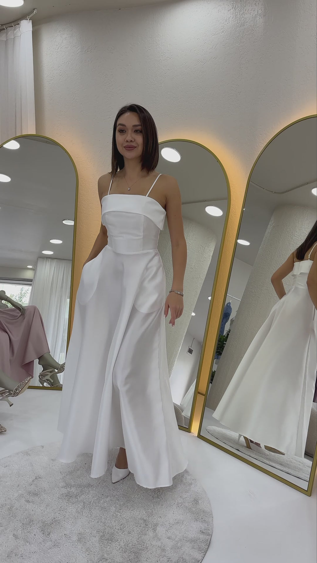 İnce Askılı Cep Detaylı Abiye 