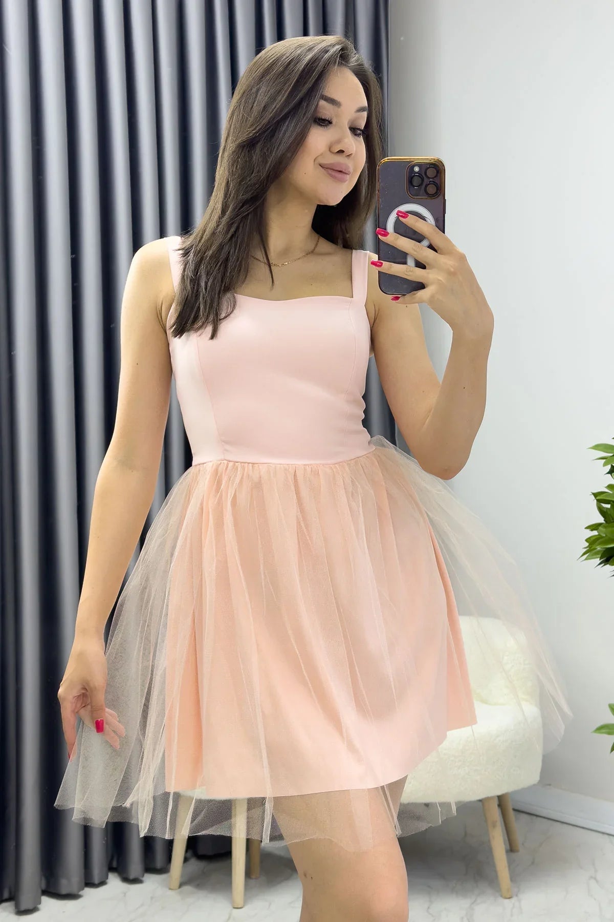 Pudra Tütü Askılı Elbise