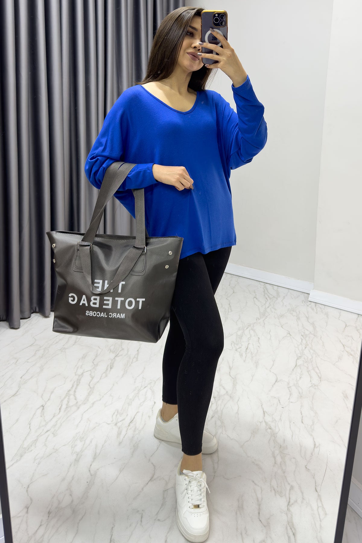 Saks Basic Yarasa Kol V Yaka Bluz

